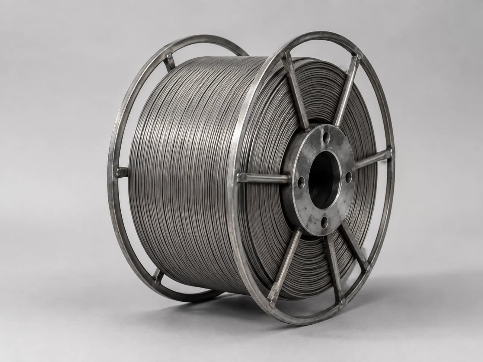 Representative form of a specialty-alloy submerged-arc welding wire reel